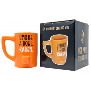 High Point Ceramic Orange Smoke a Bowl Karen Mug Hand Pipe - [PM040]